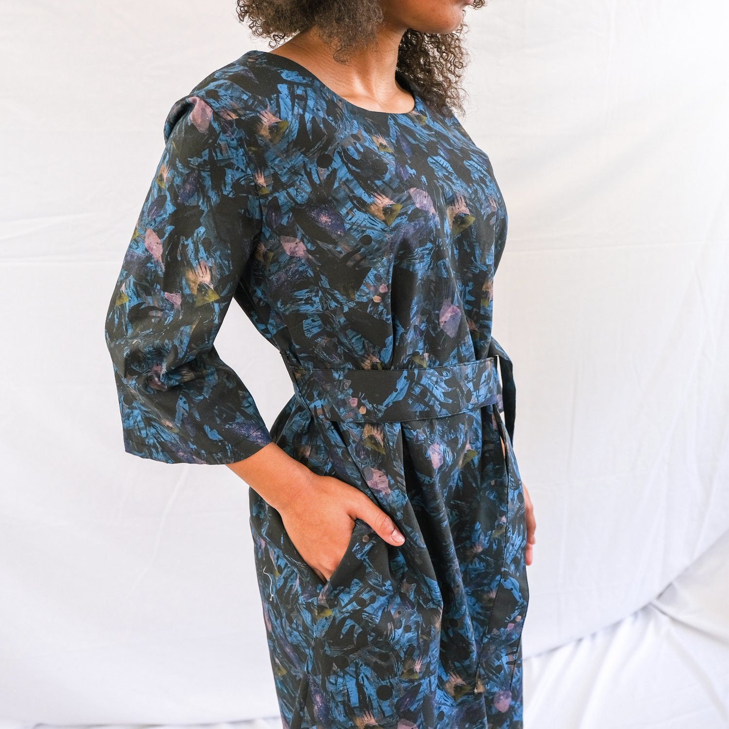 Image of Lucienne Dress 3/4 length trumpet sleeve with pockets 
