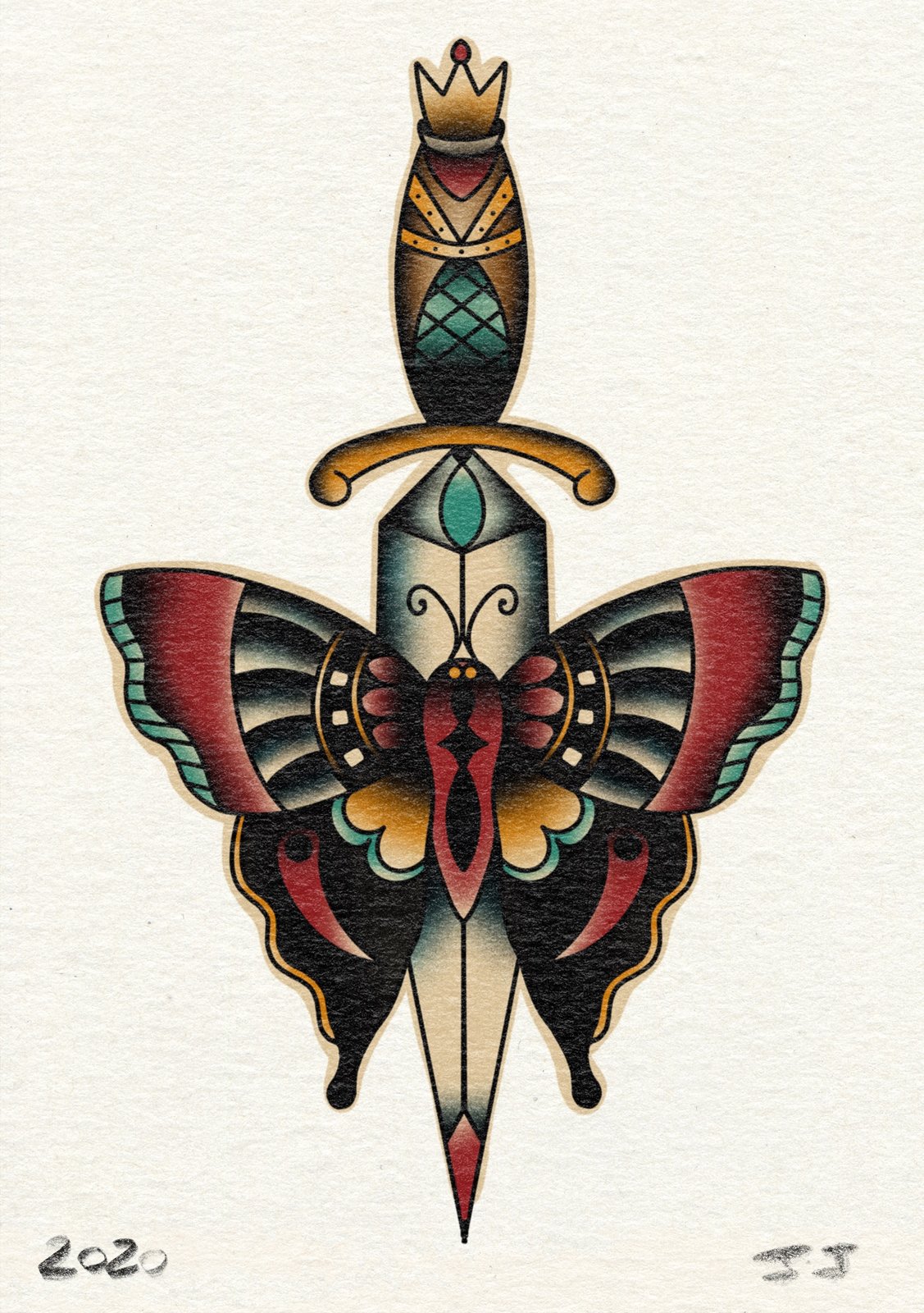 Butterfly Dagger by Austin Gervais TattooNOW