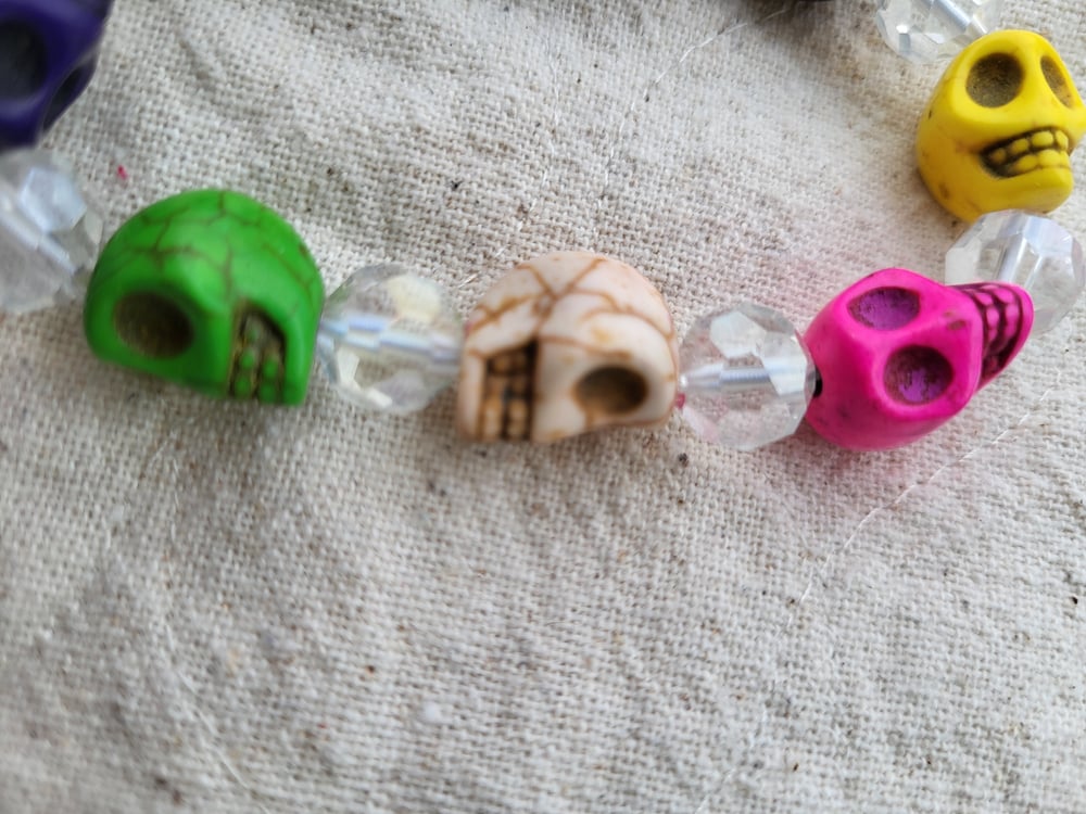 Rainbow skull bracelet