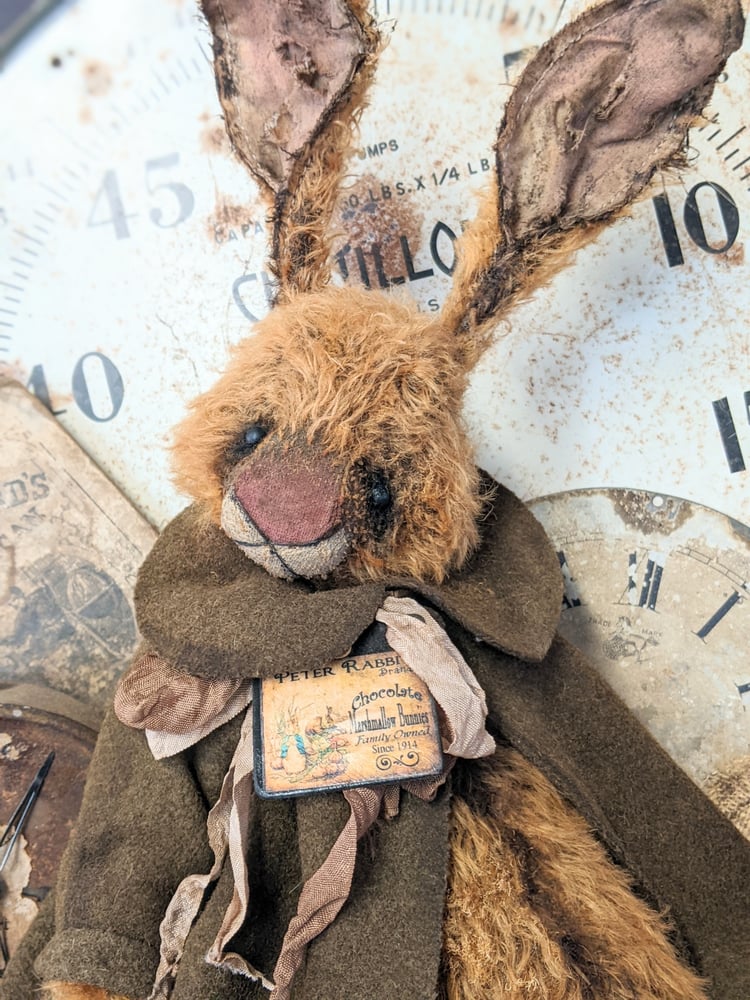 Image of Jumbo - 19" - Vintage Mohair Rabbit in vintage dolly coat  -Whendi's Bears