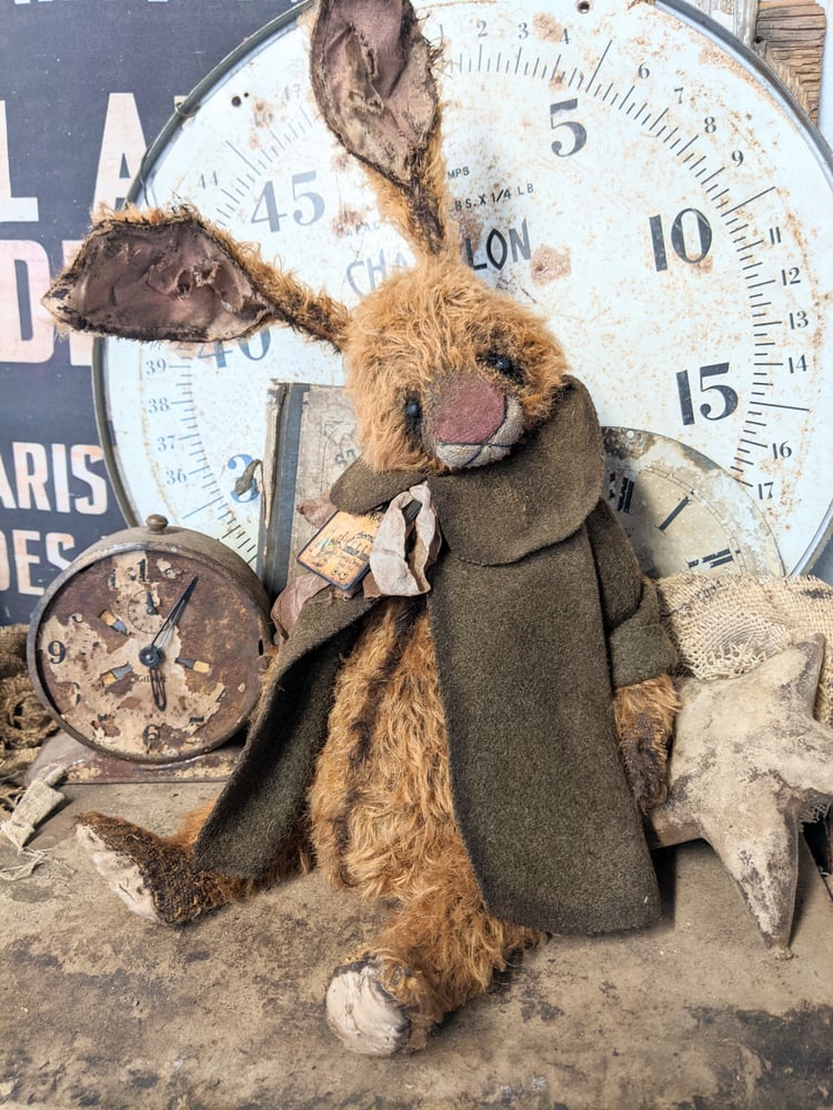 Image of Jumbo - 19" - Vintage Mohair Rabbit in vintage dolly coat  -Whendi's Bears