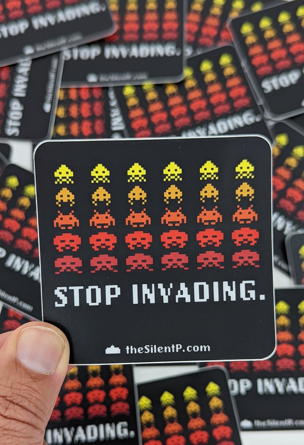 "Stop Invading" Die Cut Vinyl Sticker