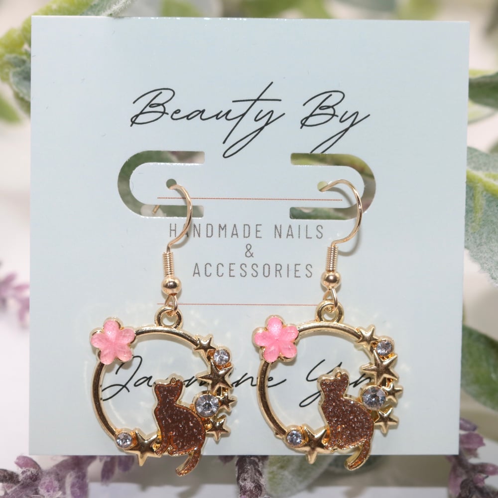 Image of Sakura Kitty 2.0 Drop Earrings