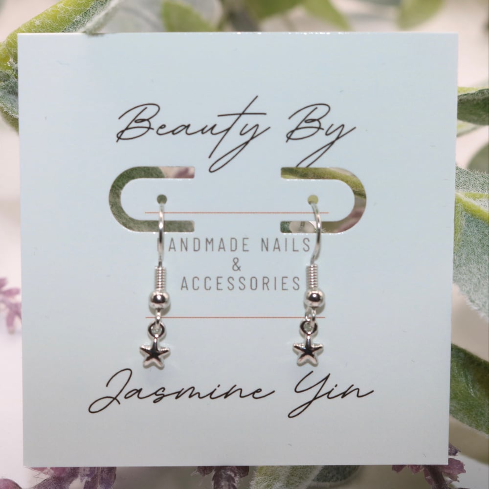 Image of Silver Mini Star Drop Earrings