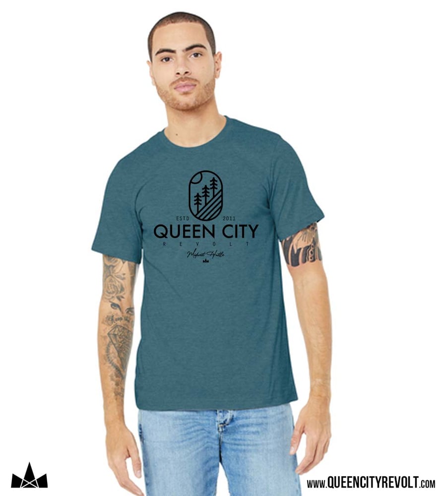 Image of Queen City Oval Tee, Slate Blue 