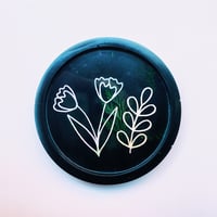 Black Botanical Coaster