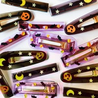 Image 2 of Purple Candy Corn/Bats Hair Clip
