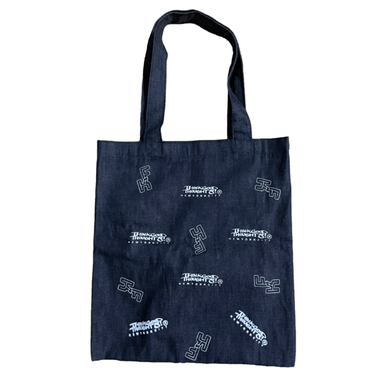 Image of Think Good Thoughts NYC x Findrskeepers Black Denim Tote Bag