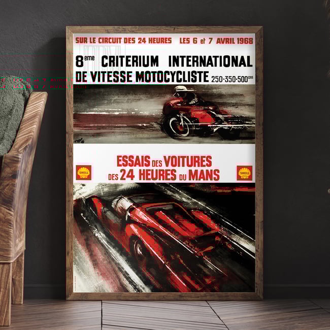 24 Hours du Mans Print | Alexis Kow | 1968 | Vintage Poster | Wall Art Print | Home Decor