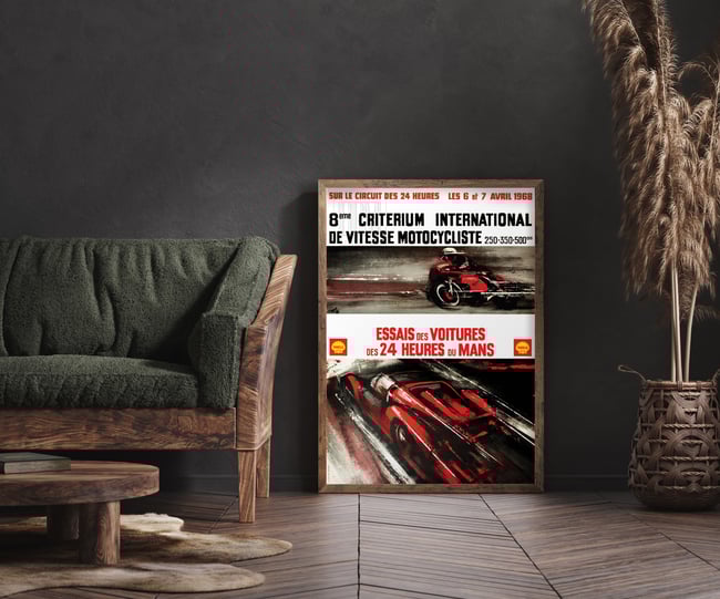 24 Hours du Mans Print | Alexis Kow | 1968 | Vintage Poster | Wall Art Print | Home Decor
