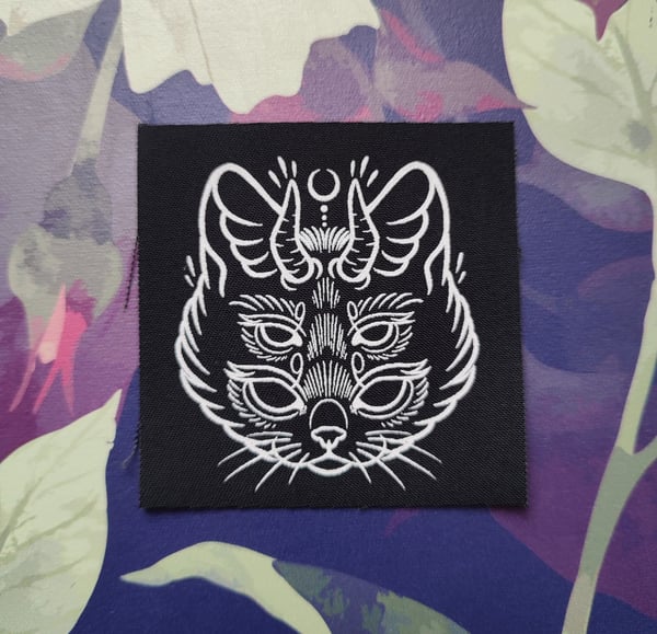 Image of Screen printed patch Demon Cat