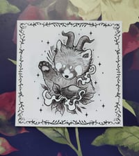 Image 2 of Square print red panda & baby capybaras