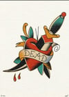 Traditional dagger and heart tattoo A5 print