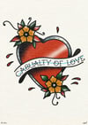 Casualty of love traditional heart tattoo A5 print