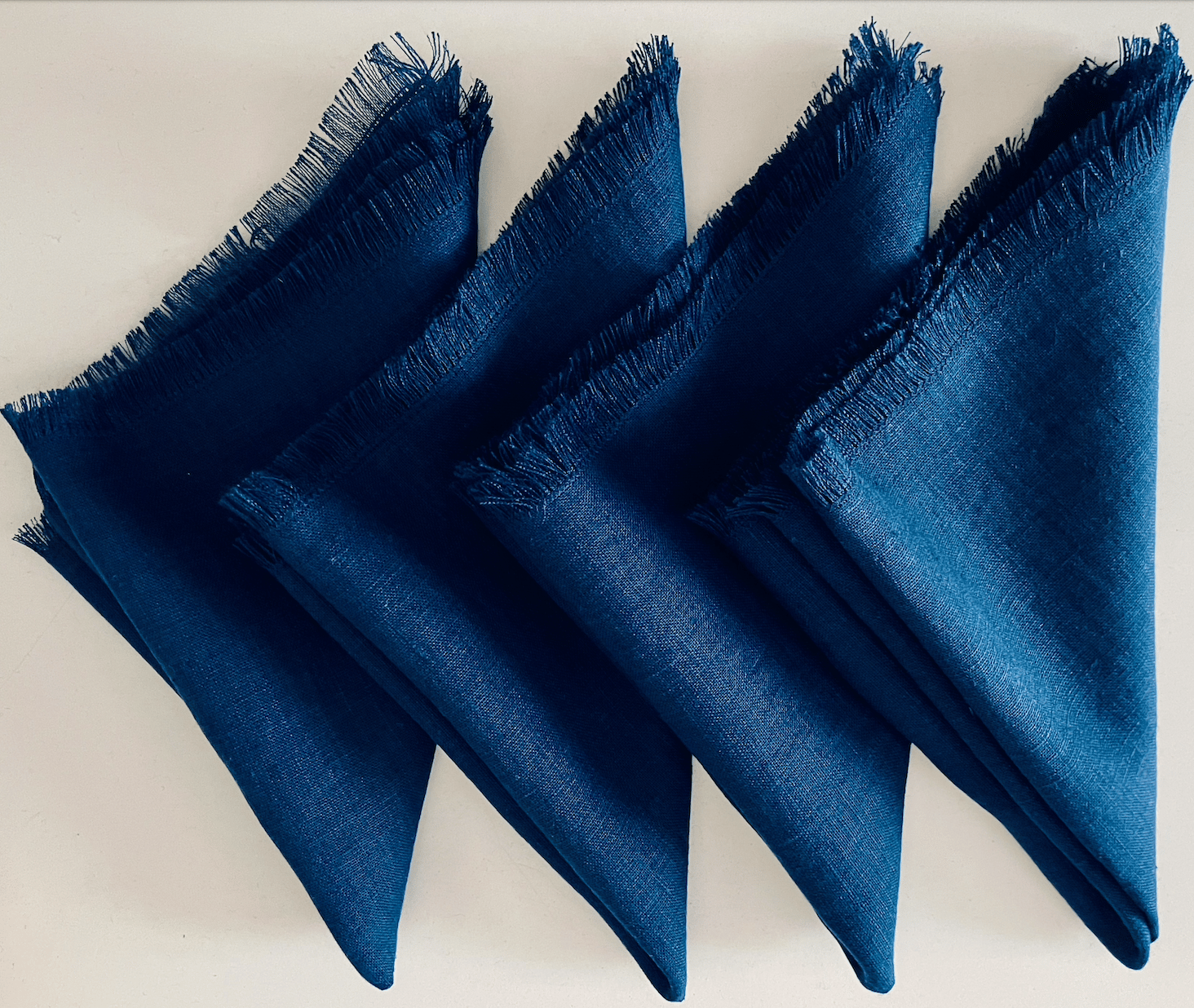 Image of Set di 4 tovaglioli in lino con frange - Frayed edges linen napkins set of 4