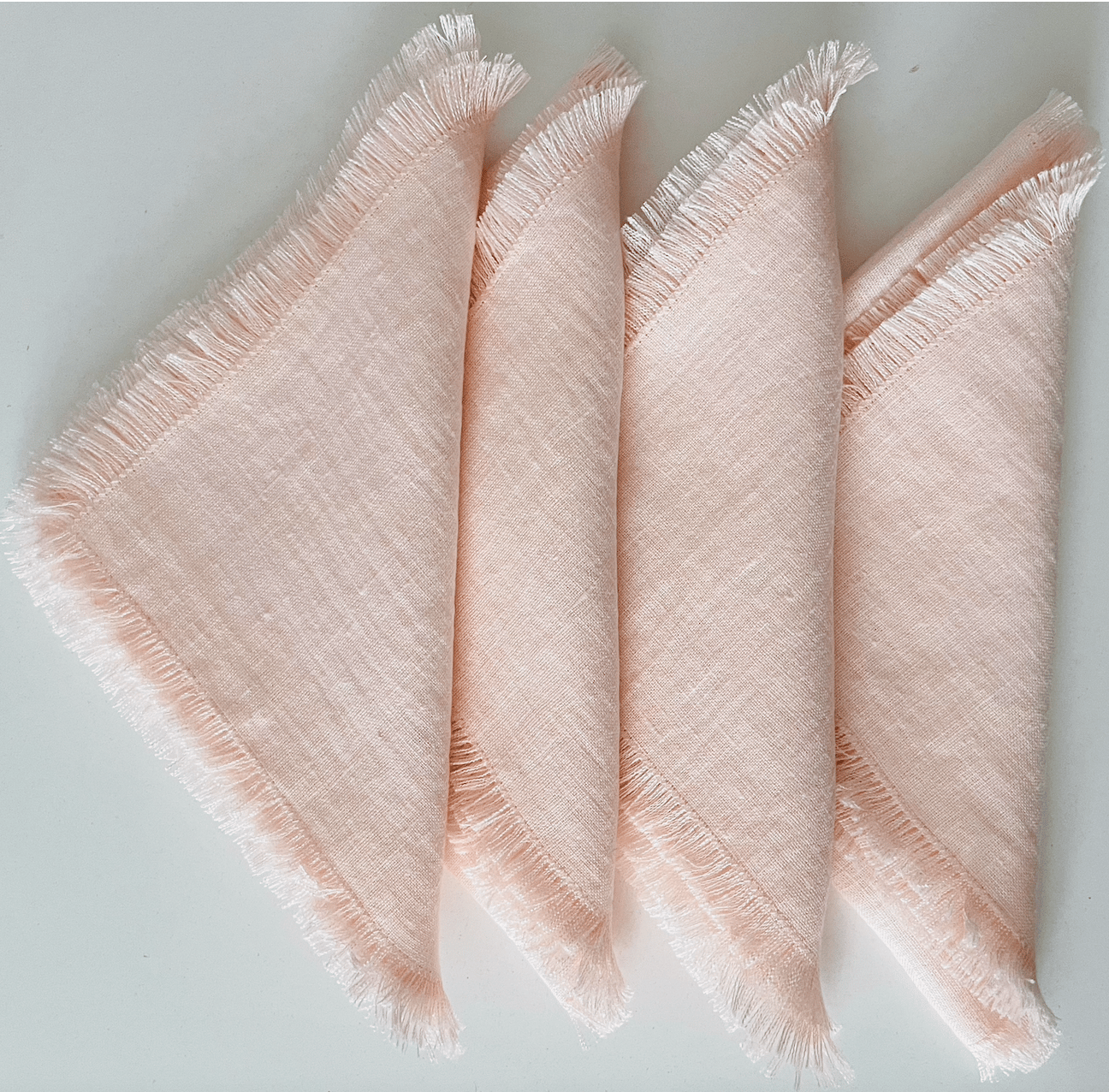 Image of Set di 4 tovaglioli in lino con frange - Frayed edges linen napkins set of 4