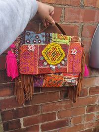 Image 1 of Tribal bodycross bag Kantha fabric 