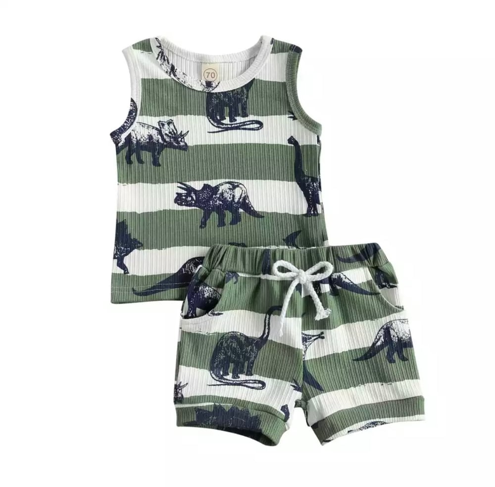 Image of 2Pcs Baby Summer Tracksuit Cotton Clothes