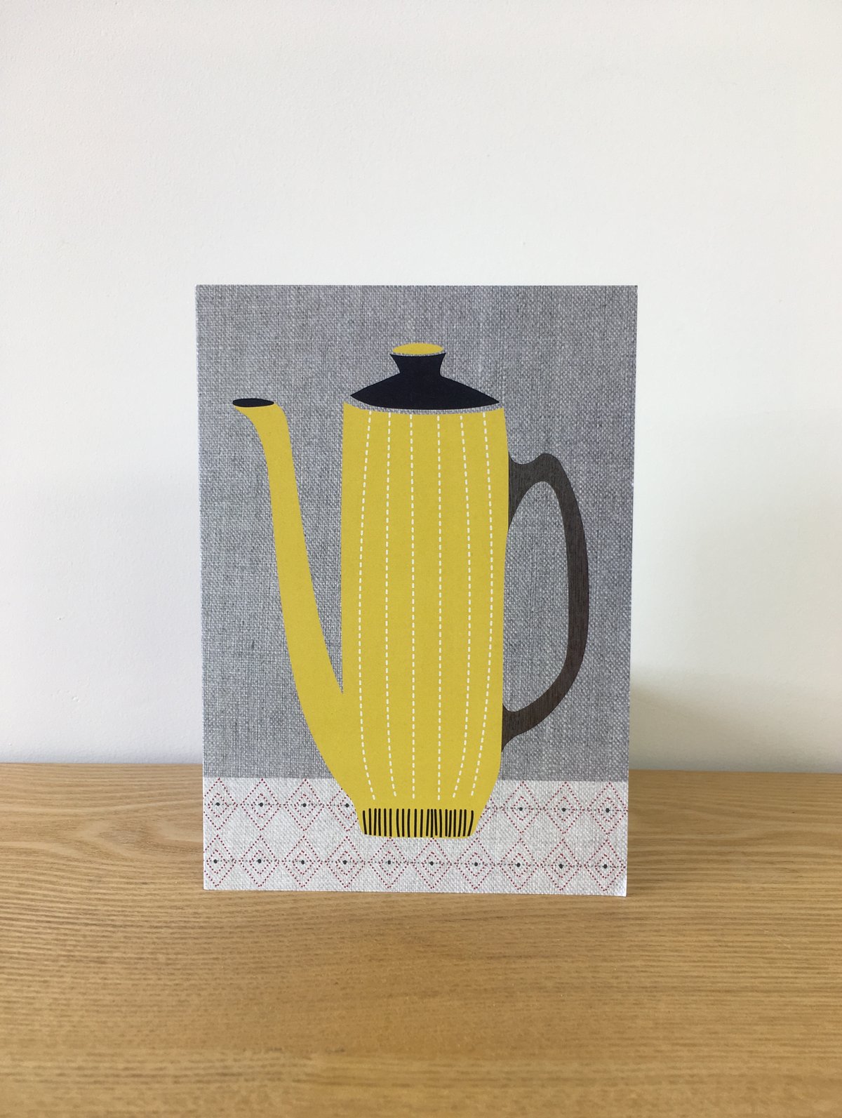 Coffee Pot Cards - Orange Kettle, Yellow Stripe, Dotty Red, Vertical Leaf & Totem Olive