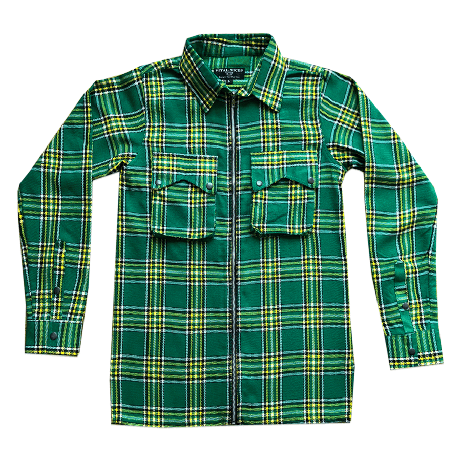 Image of Emerald Green Essential Zip Up Flannel