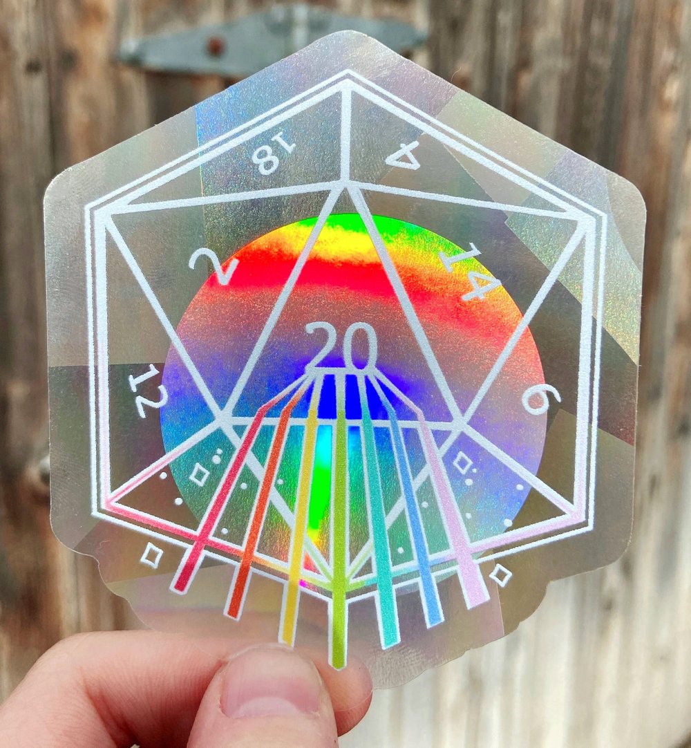DND Dice Suncatcher, Rainbow Maker Decal
