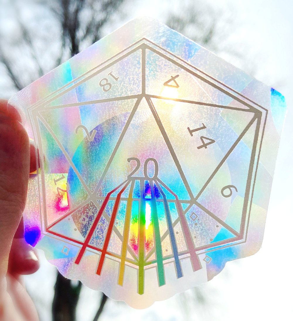 DND Dice Suncatcher, Rainbow Maker Decal