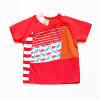 Image 2 of red dino soccer futbol 4T The courtneycourtney TEE shirt unisex top patchwork boys tshirt tees eco
