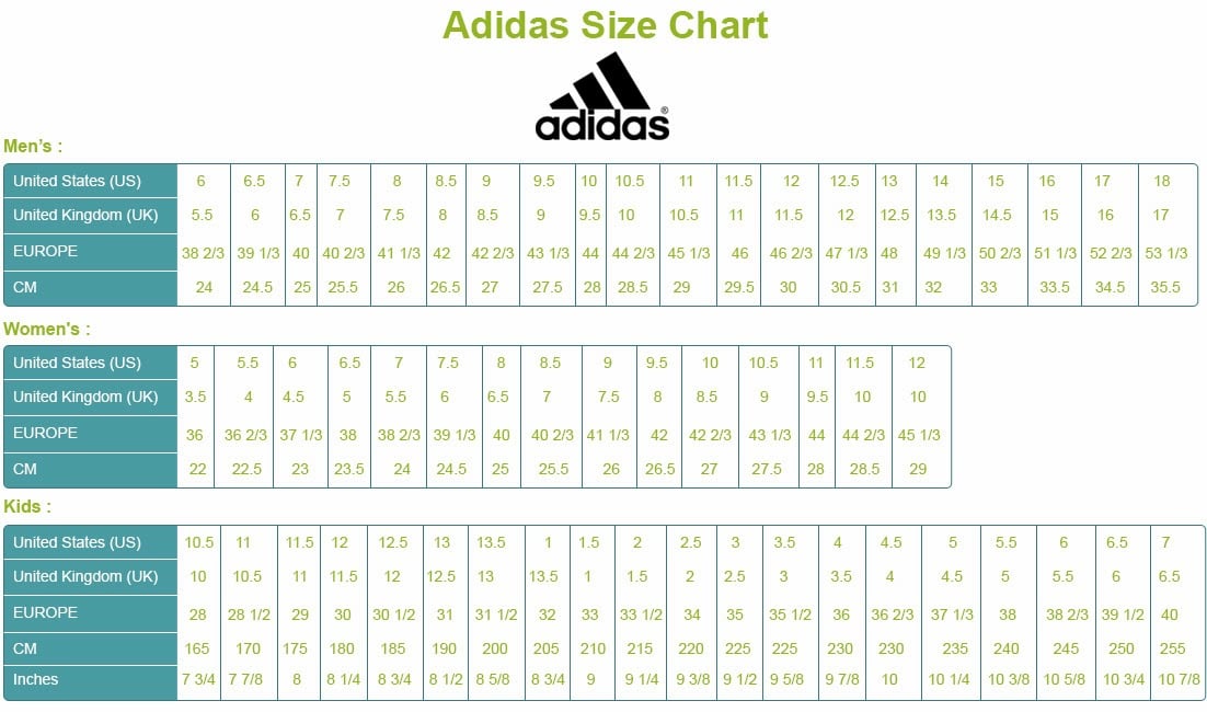 adidas youth sizing