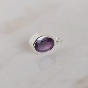 Image of Pinkish Sapphire oval cut silver necklace