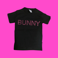 Image 2 of Bunny Heart Tee: Black and Pink 🩷Pre Order RESTOCK 💖🫧pre order 