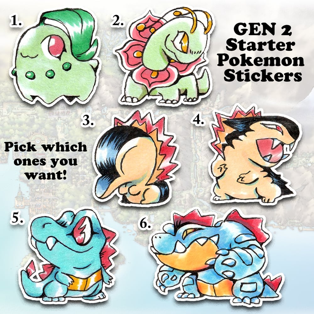 Image of Gen 2 Starter Pokemon Stickers