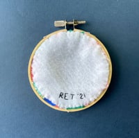 Image 4 of Betty - Fabric collage, 3 inch embroidery hoop