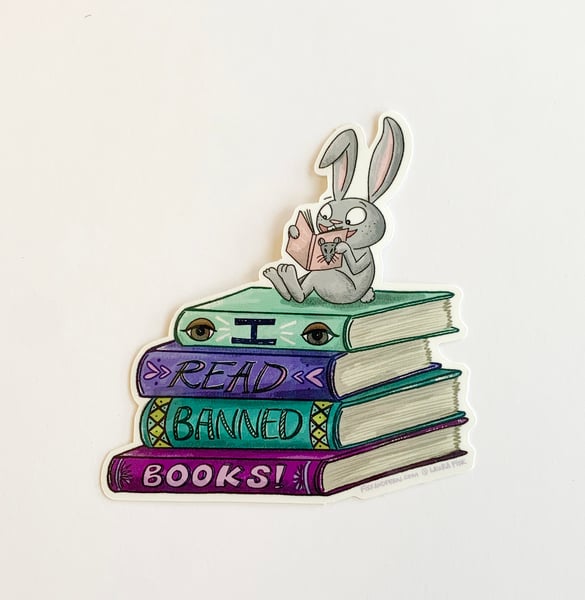 Image of Banned Book Bunny Sticker