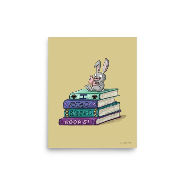 Image of Banned Book Bunny 8 x 10 print