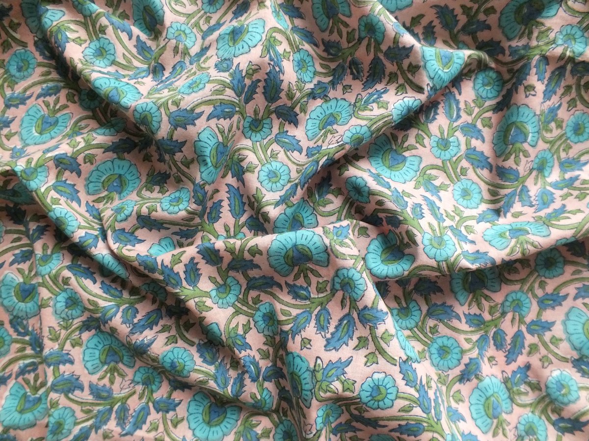 Image of Namasté fabric renoncules turquoises