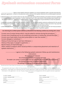 Eyelash Extension Consent form