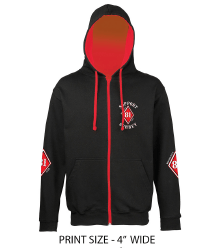 Image of BRM 81 SUPPORT SURREY ENGLAND RED ZIPPED HOOD Dimond Design including on the sleeves