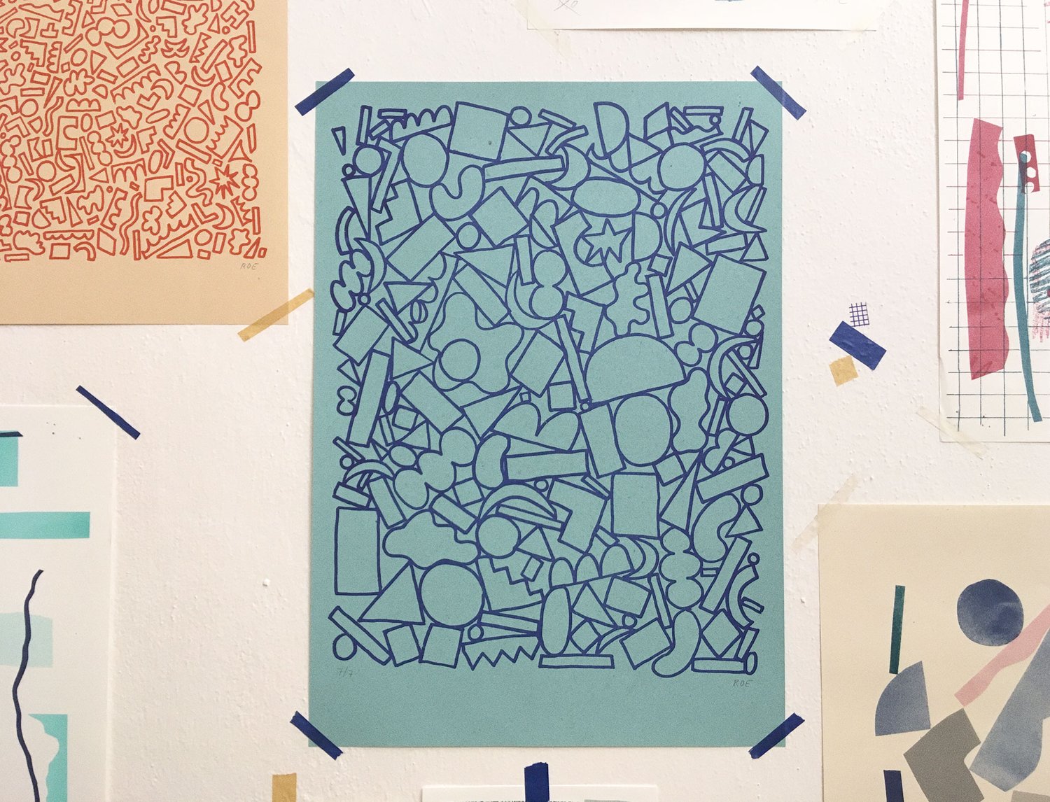 Image of BLUE SHAPES PRINT