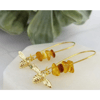 Gold Bee Earrings - Natural Baltic Amber Earrings