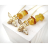 Gold Bee Earrings - Natural Baltic Amber Earrings