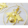 Gold Hoop Bee Earrings - Save the Bees - Amber Earrings