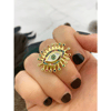 Gold Rhinestone Evil Eye Ring - Lucky Egyptian Ring
