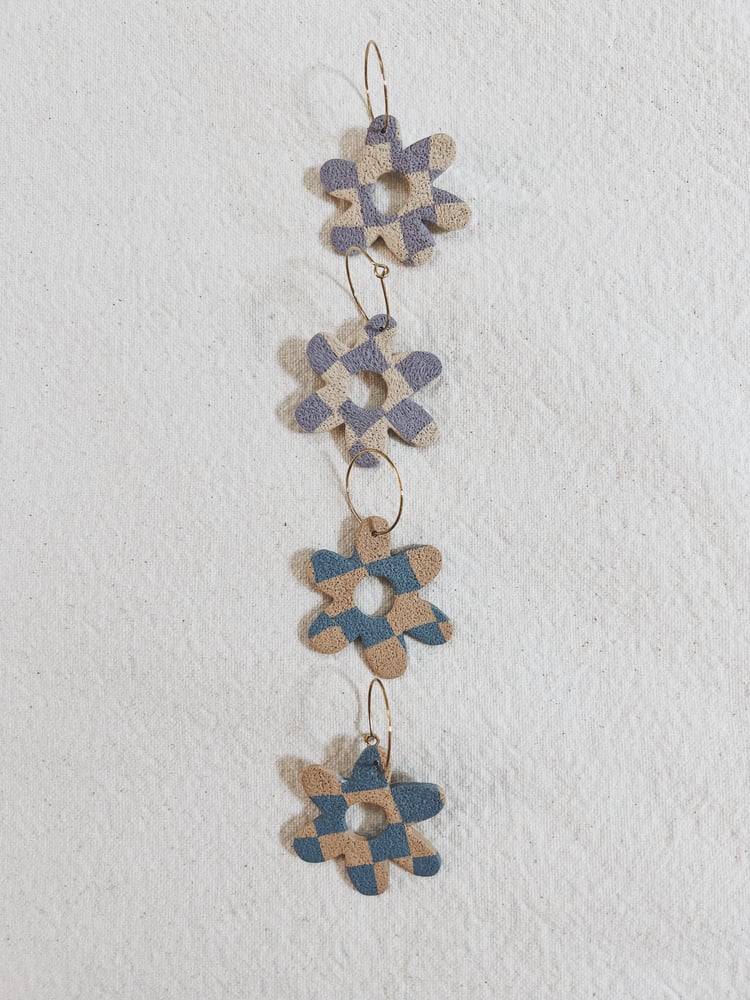 Image of checkered daisy earrings