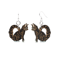 Image 1 of Tabby Cat Wooden Earrings