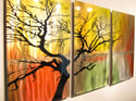 Tree in Silhouette- Metal Wall Art Contemporary Modern Decor- 3 panels
