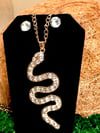 Gold Rhinestone Snake Necklace & Earrings