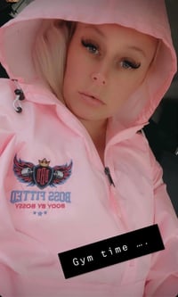 Image 1 of BOSSFITTED (Neon Pink and Blue Embroidered Logo) Windbreaker Champion Jacket