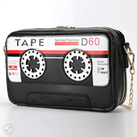 Image 5 of CASSETTE TAPE HAND BAG WITH CHAIN STRAP PURSE 
