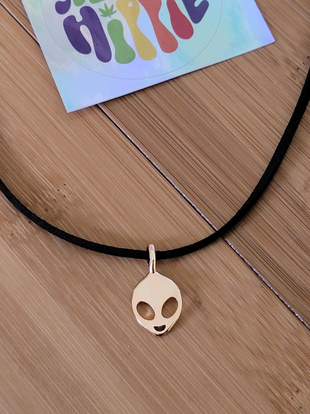 Image of alien head necklace  ROSE GOLD COLOR