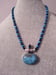 Image of TURQUOISE PENDANT W/BLUE TOPAZ AND SWAROVSKI CUBE BEADS